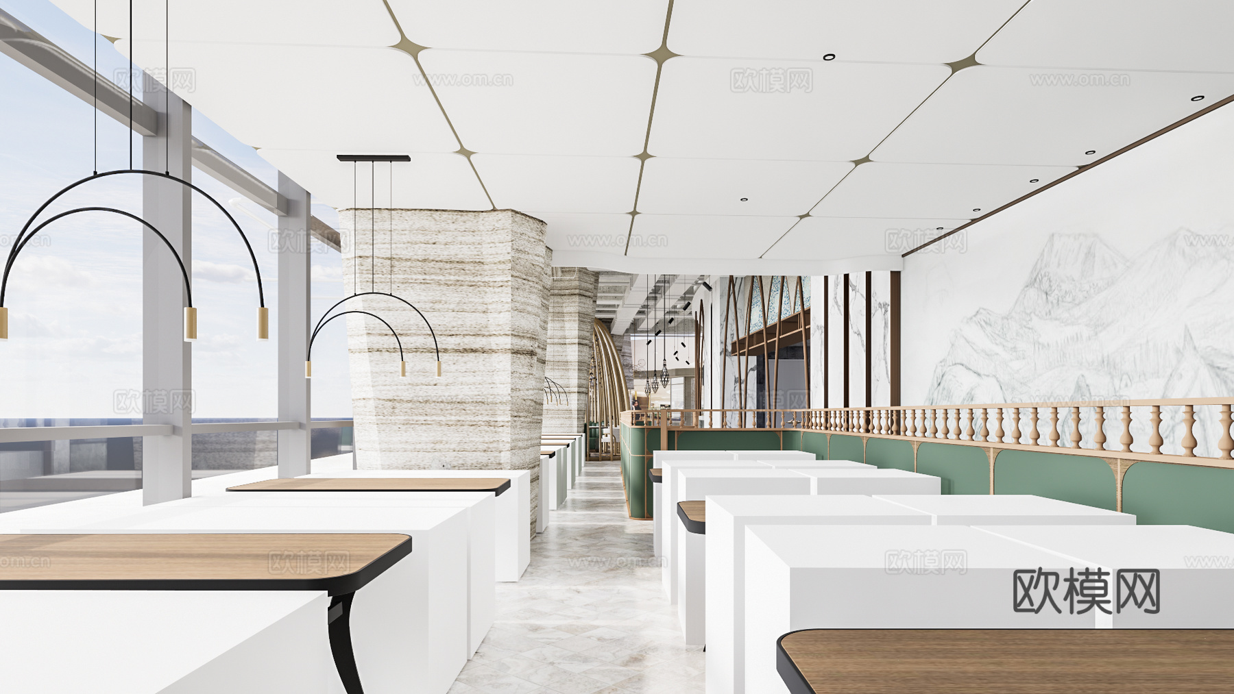 简欧主题餐厅su模型下载