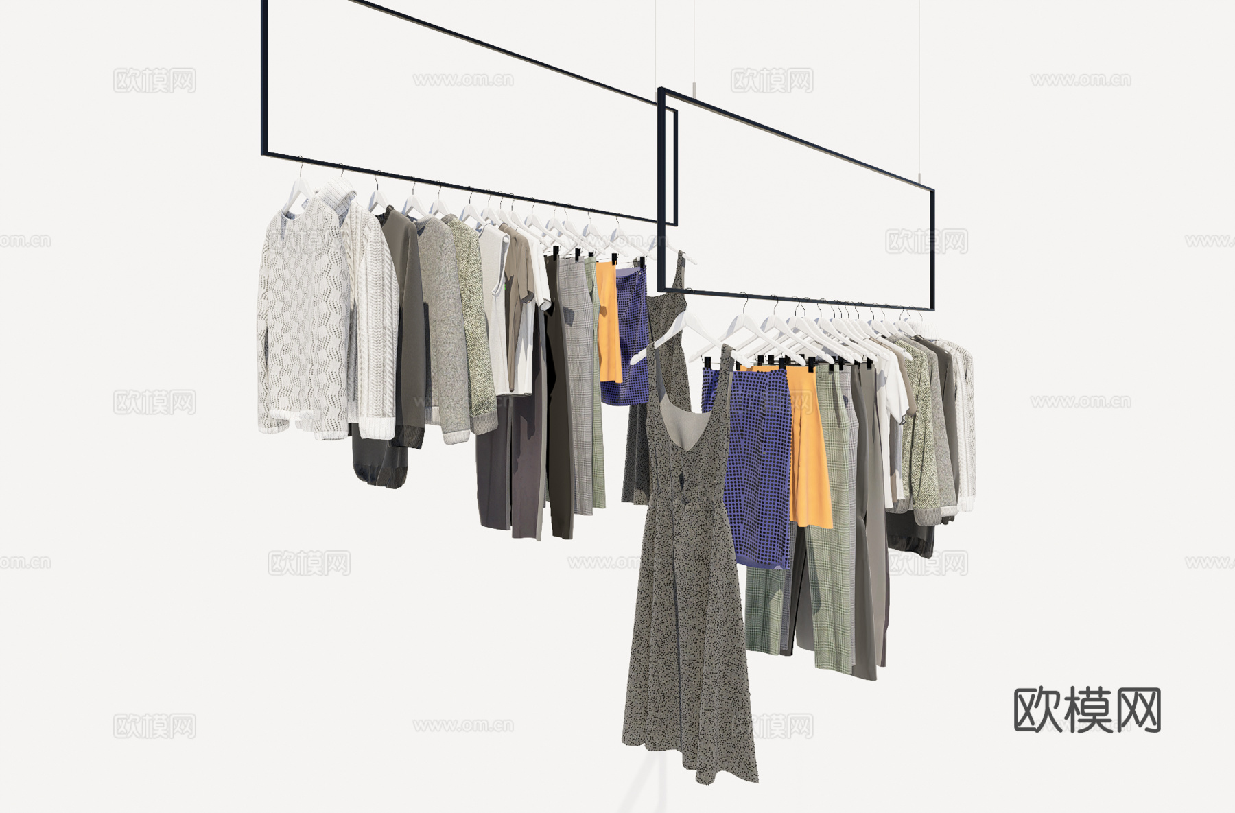 挂衣架 衣服 服装店展架su模型下载