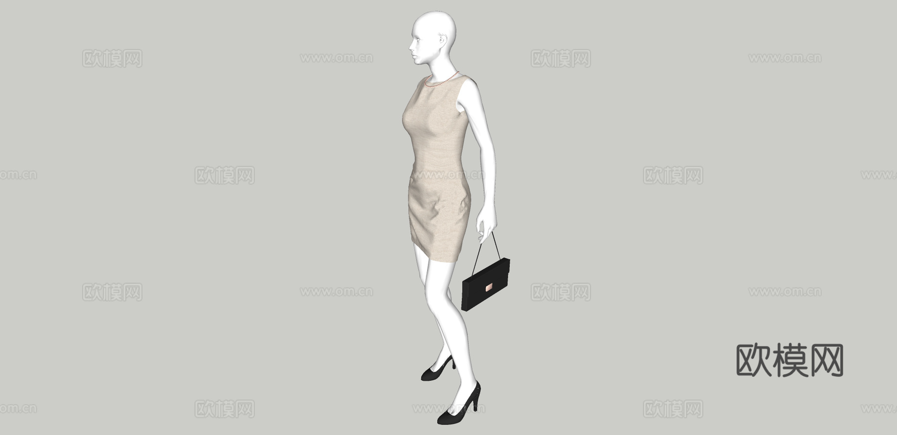 现代服装模特su模型下载