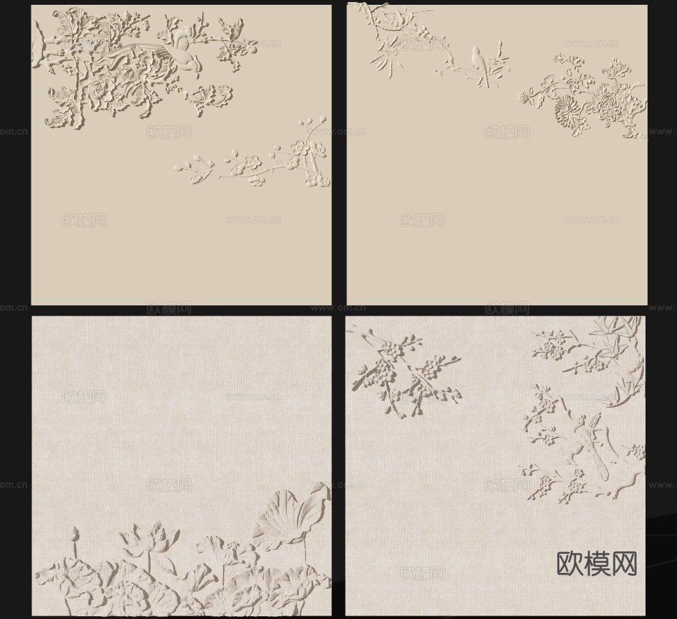 新中式浮雕硬包su模型下载