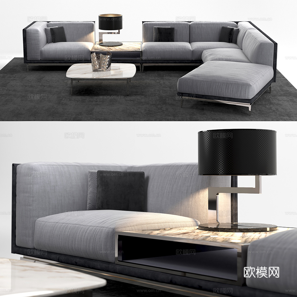 现代转角沙发模型组合3d模型