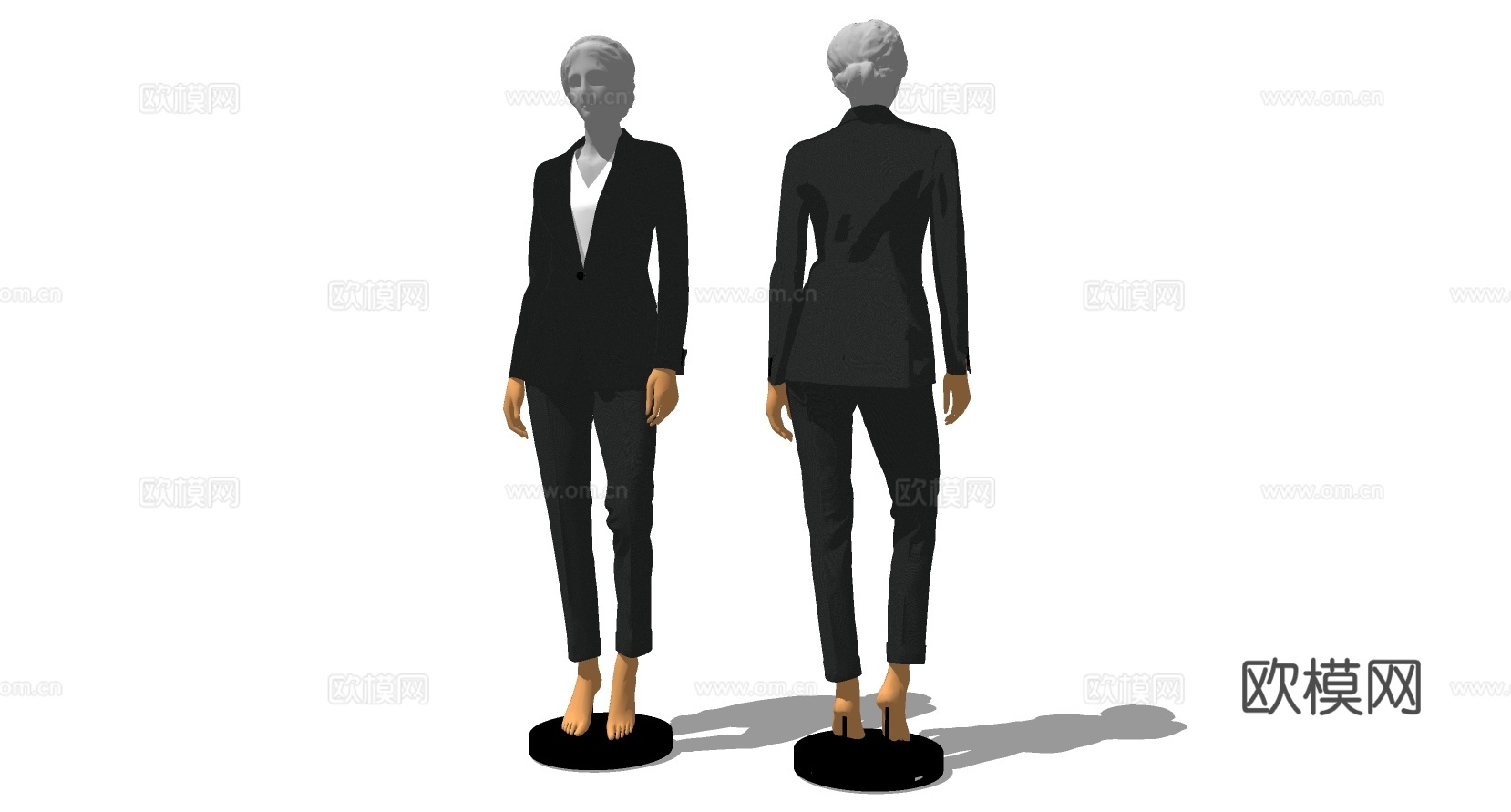 现代女西装 服装模特su模型下载