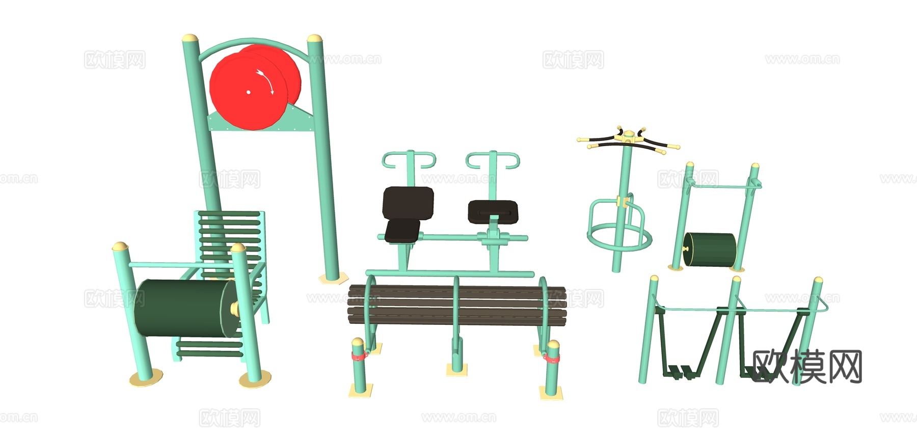 现代户外健身设施su模型下载