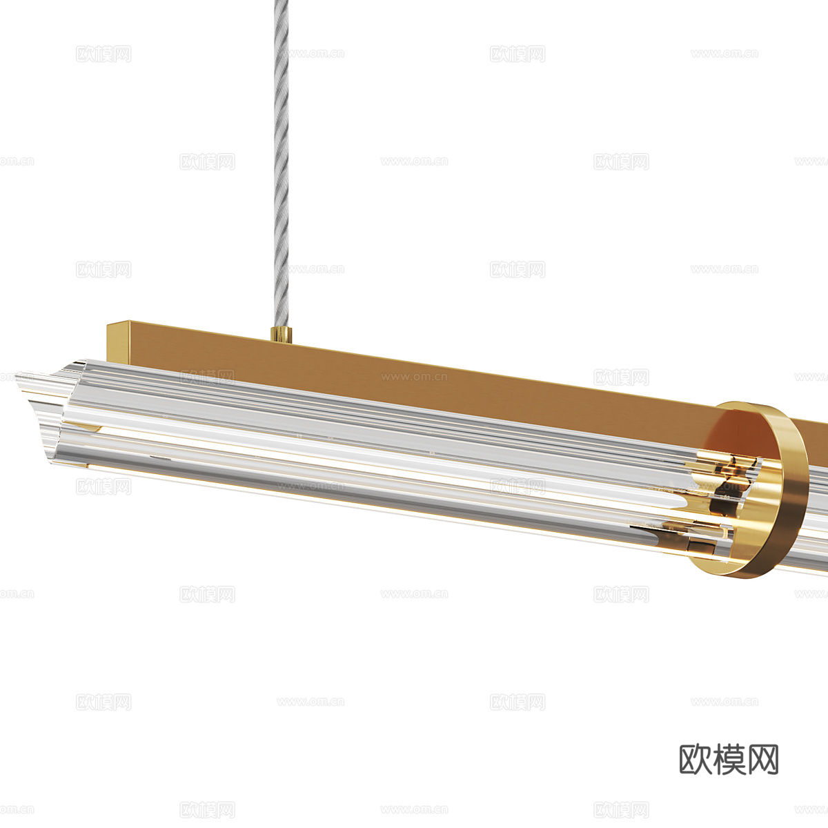现代轻奢极简长条金属玻璃装饰吊灯3d模型