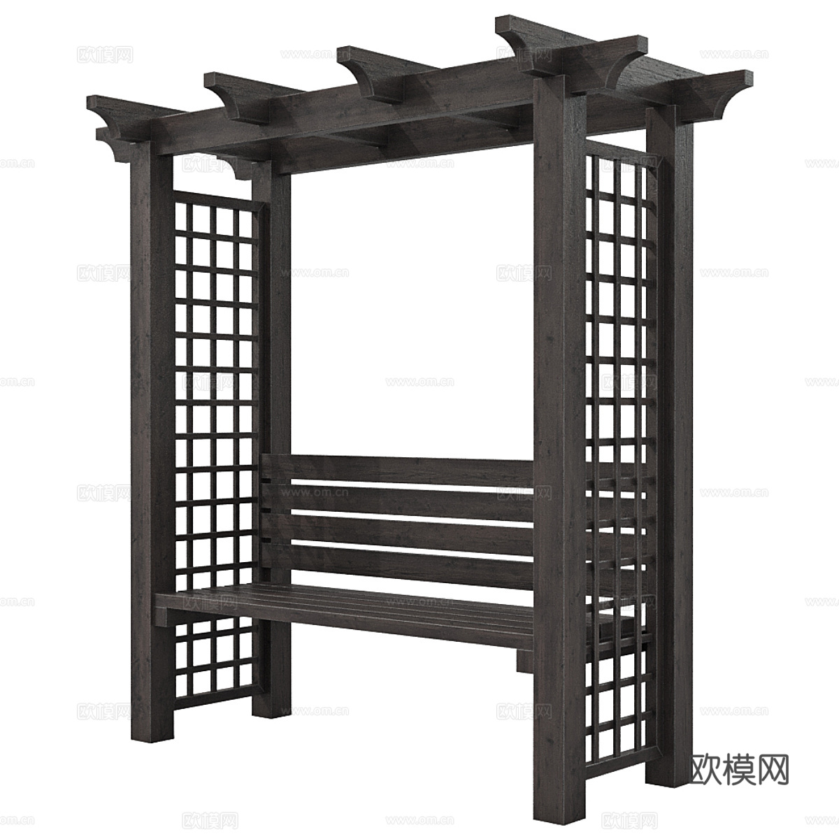 新中式户外木质吊椅3d模型