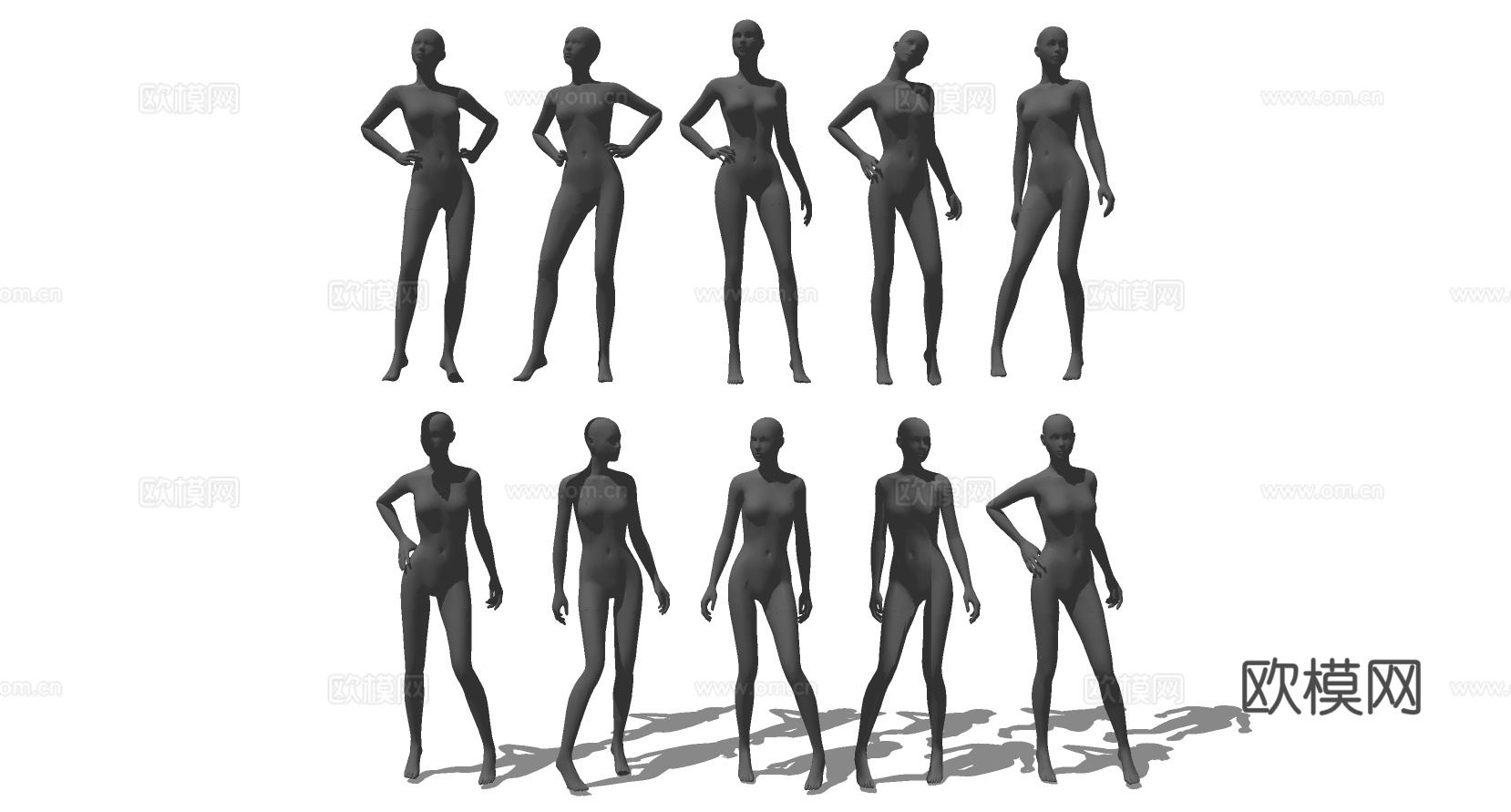 现代女性人体模特su模型下载
