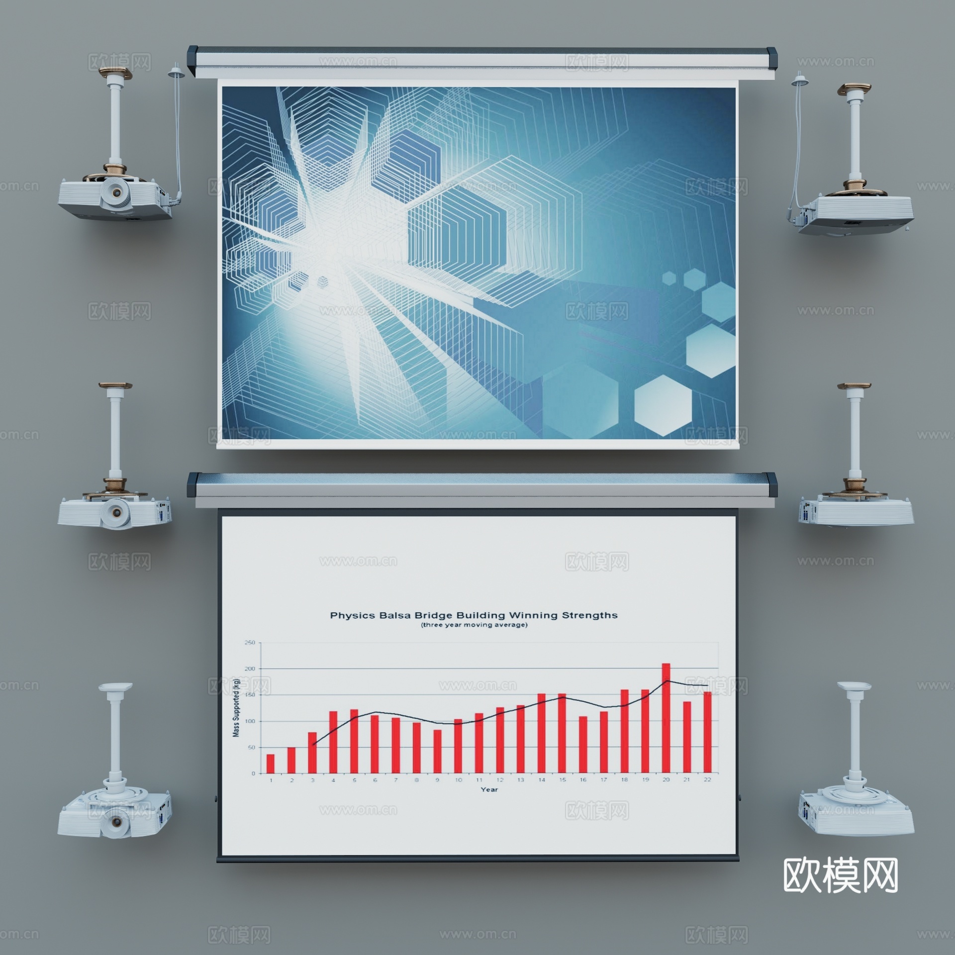 现代投影幕布投影仪su模型下载