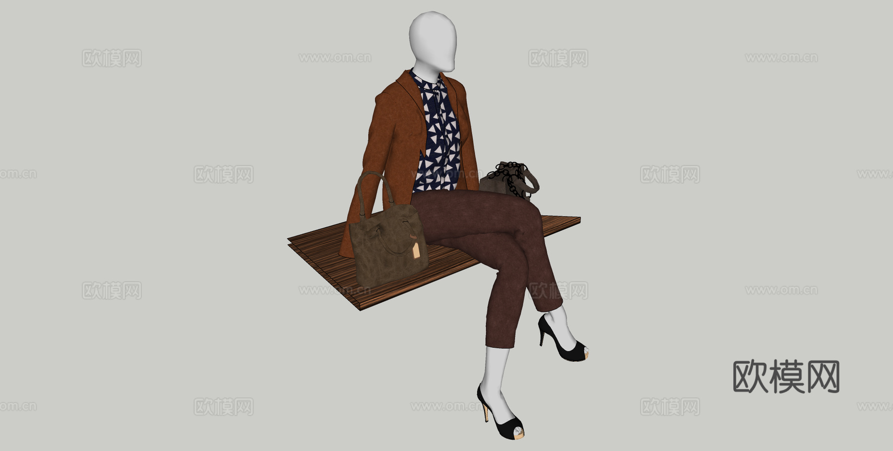 服装模特su模型下载