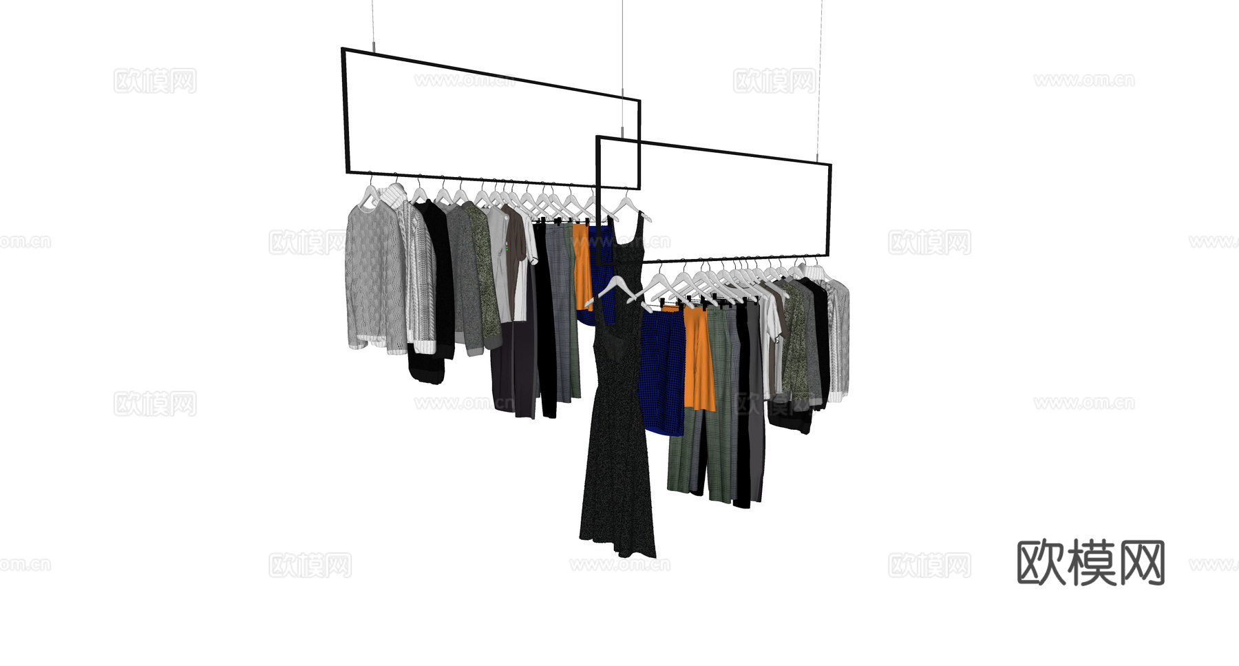 挂衣架 衣服 服装店展架su模型下载