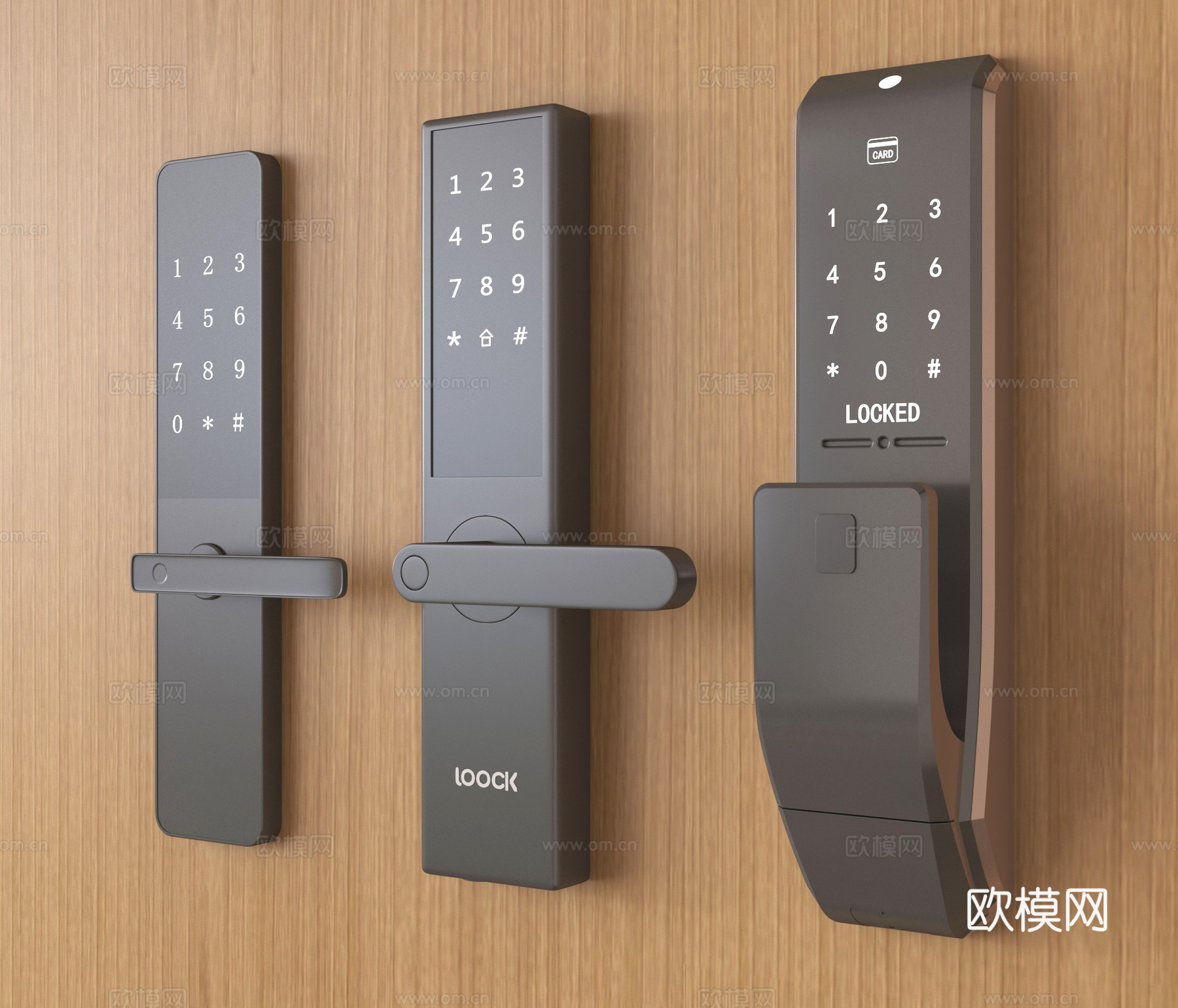 现代指纹锁 密码锁 智能锁3d模型