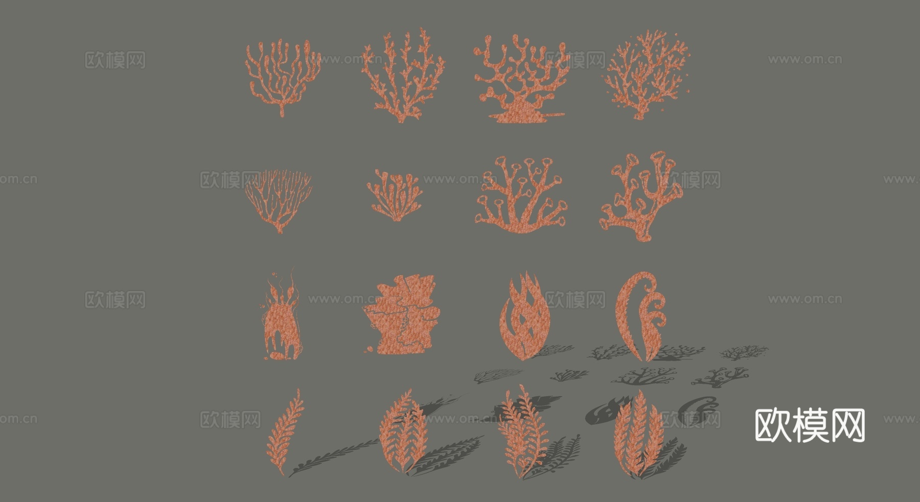 现代海洋生物 鱼剪影 图标su模型下载