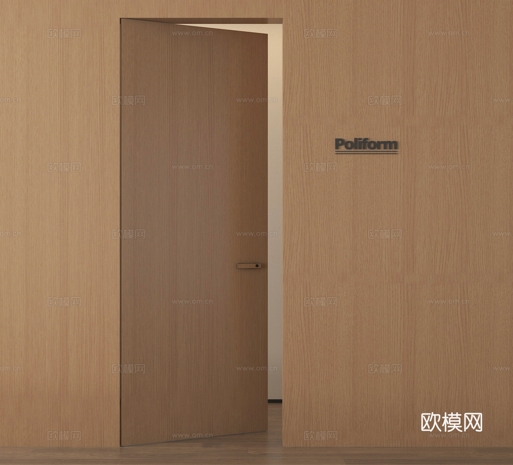 现代单开门 极简隐形门 卧室门su模型