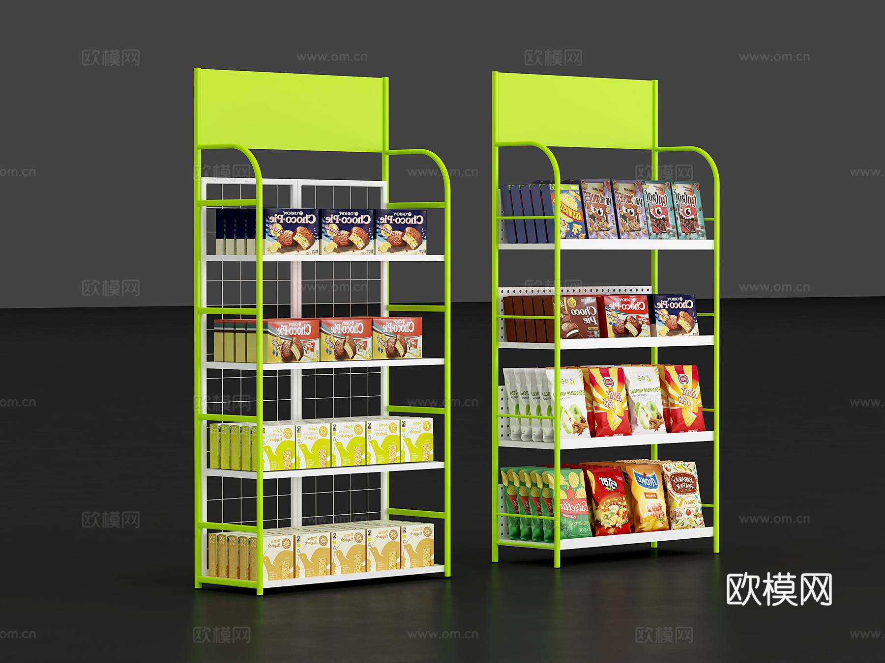 现代货架 零食架超市货柜3d模型