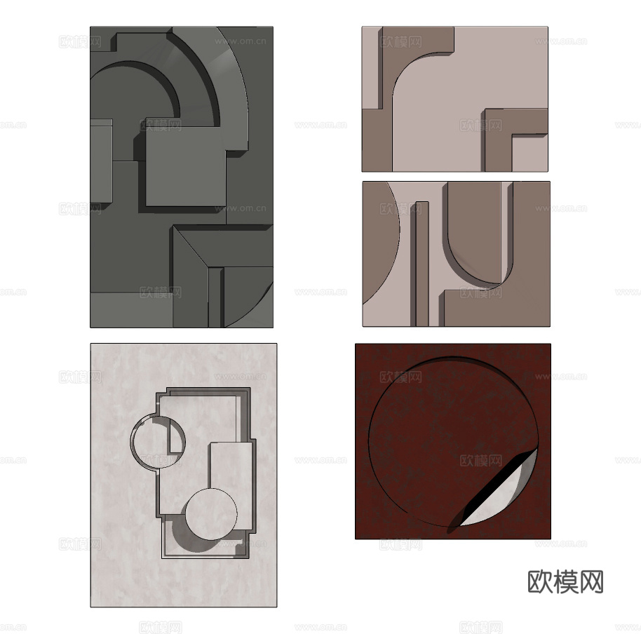 现代几何立体墙饰挂件su模型下载