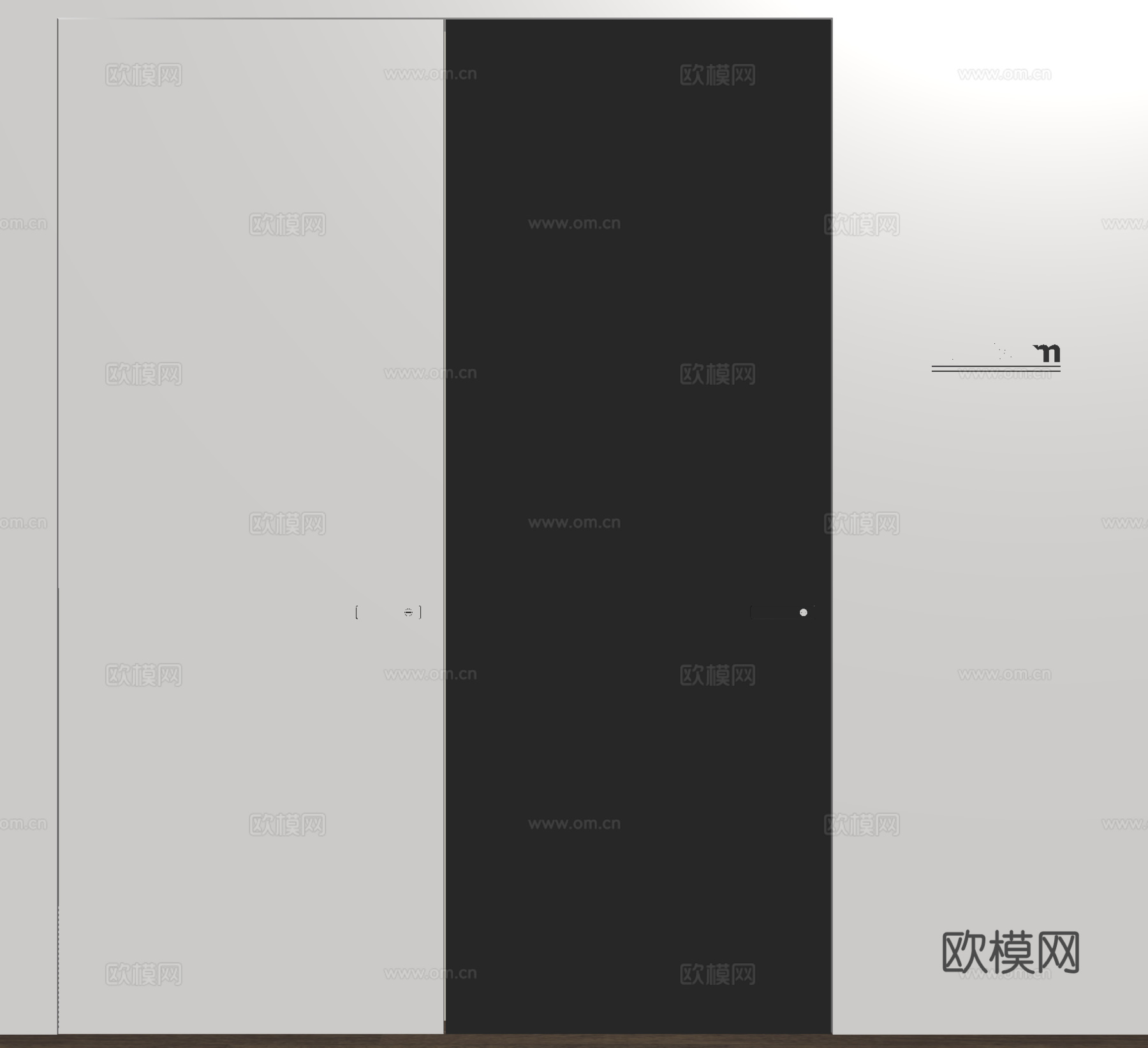 现代单开门 极简隐形门 卧室门su模型
