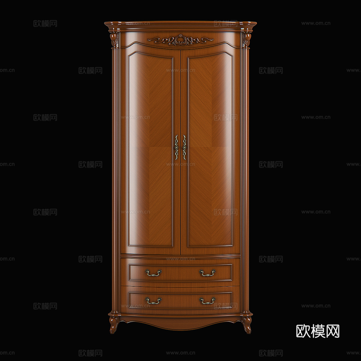 美式复古成品衣柜3d模型