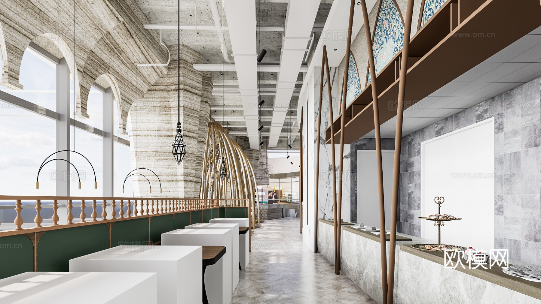 简欧主题餐厅su模型下载
