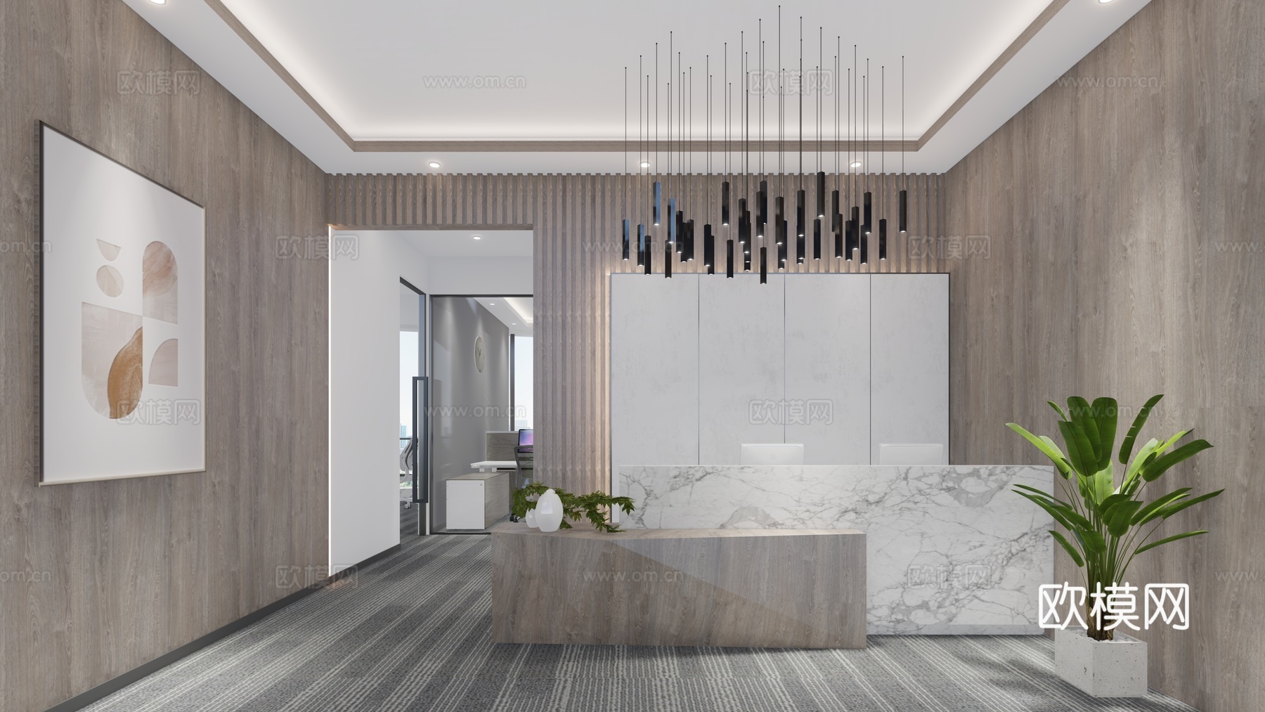 现代公司前台su模型下载下载