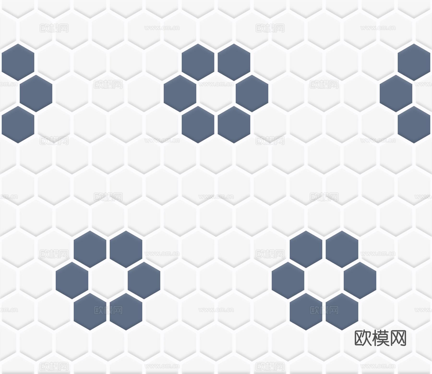 六边形小块石材拼花  蓝白图案马赛克
