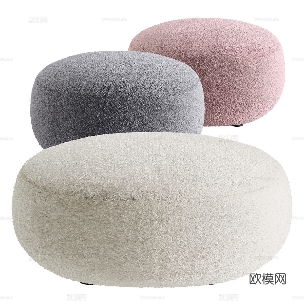 现代奶油风布艺沙发凳 脚凳3d模型