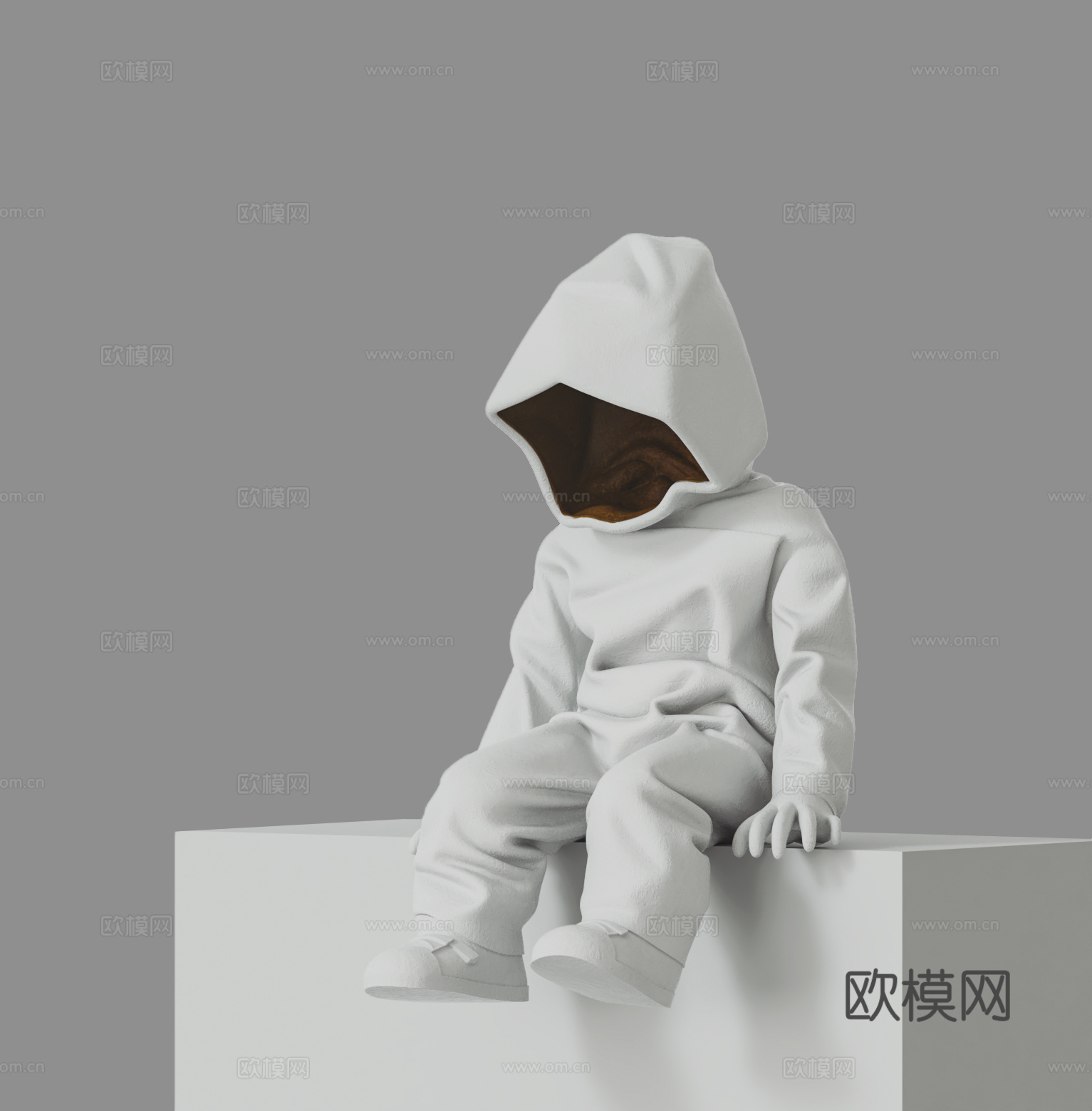 现代抽象人形雕塑3d模型