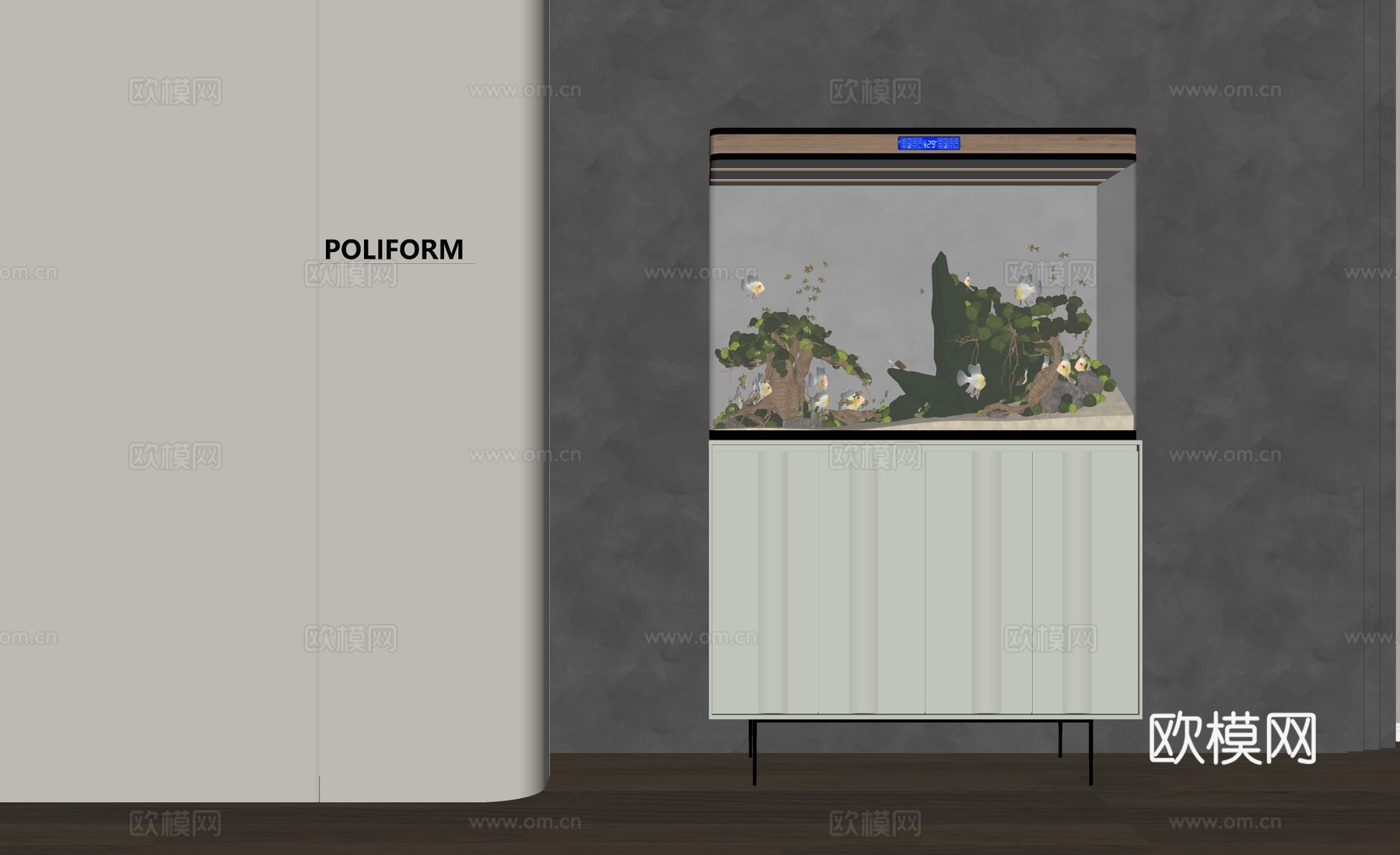 现代水族鱼缸su模型