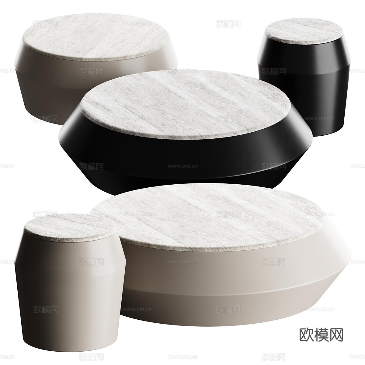 现代意式极简 UFO 大理石圆茶几3d模型