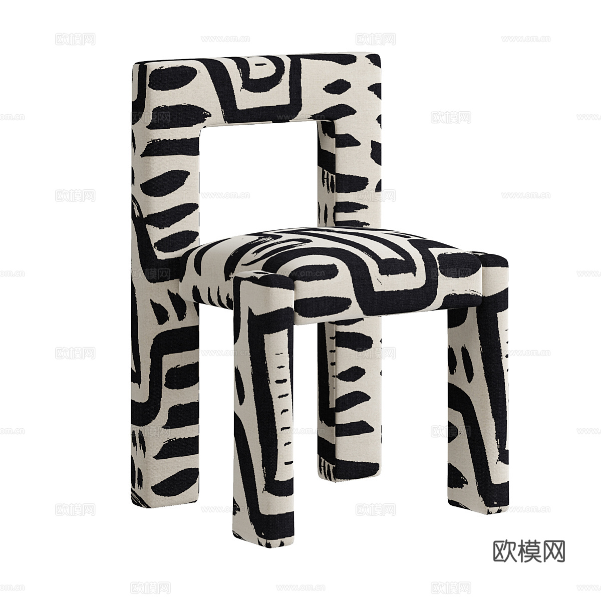 现代意式奶油风布艺椅子3d模型