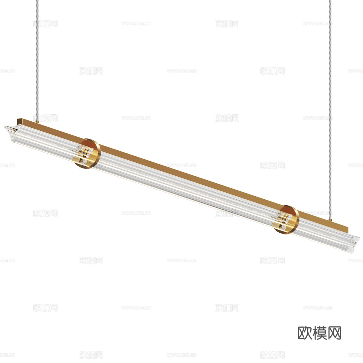 现代轻奢极简长条金属玻璃装饰吊灯3d模型