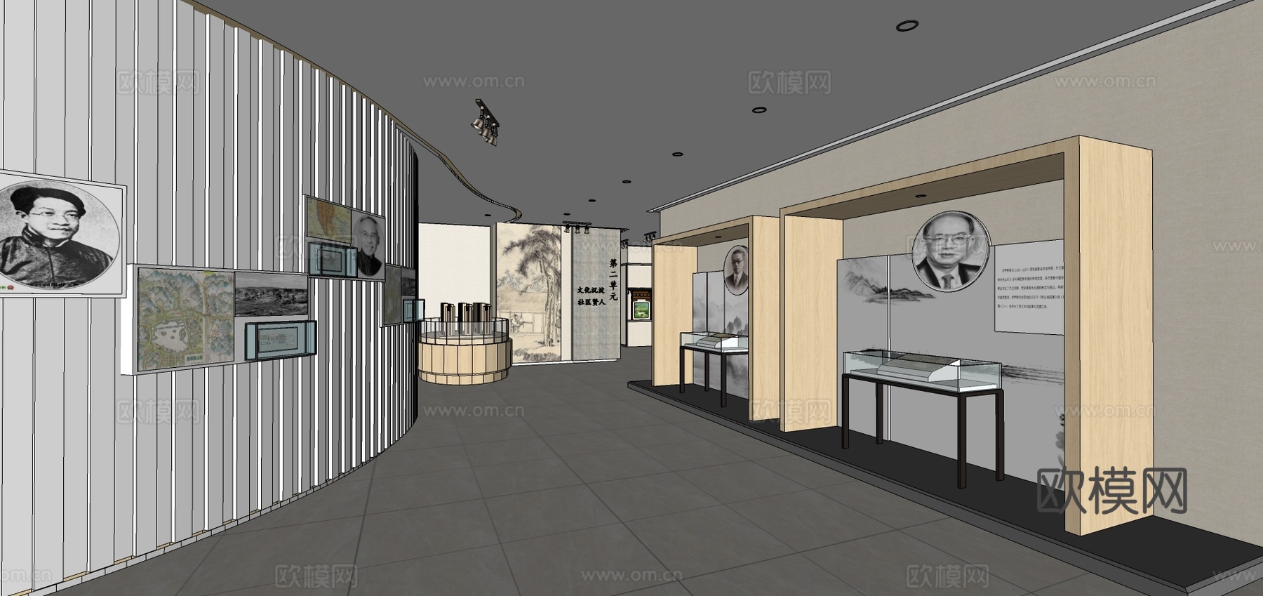 现代党建红色展厅su模型下载