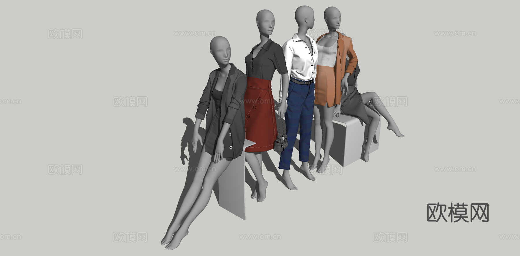 服装模特su模型下载