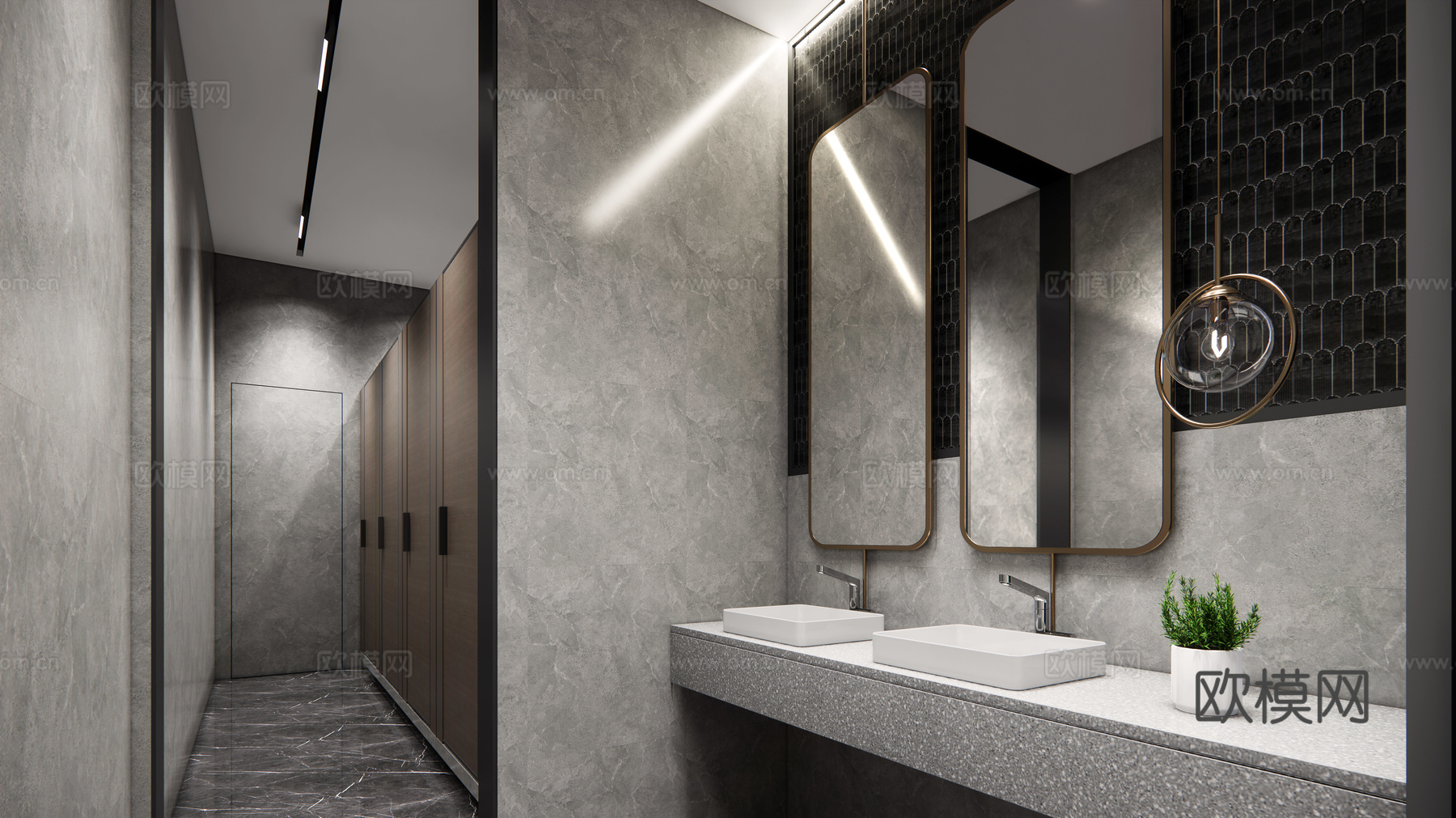 现代公共卫生间su模型下载下载（渲染图1）