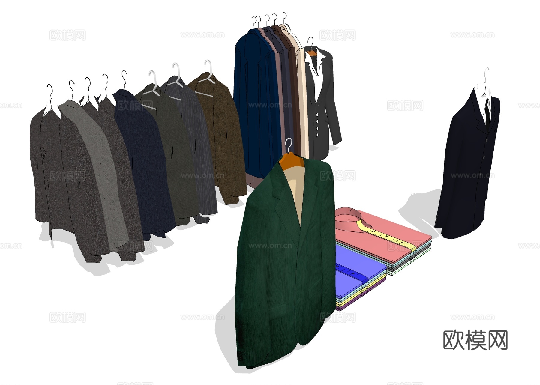 西装外套 衬衫服饰su模型下载