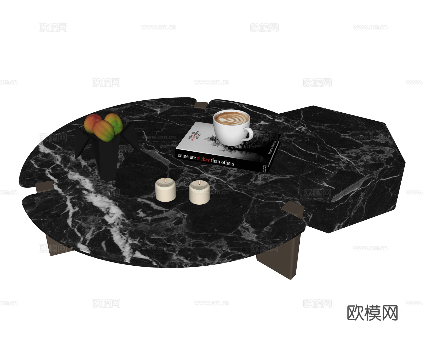 现代茶几 大理石茶几 石材茶几 圆形茶几 字母茶几 茶几摆件su模型