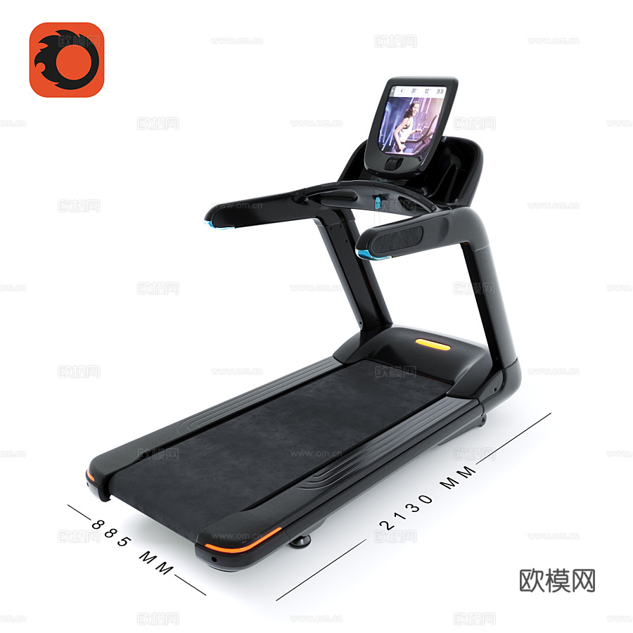 现代跑步机健身器材su模型下载