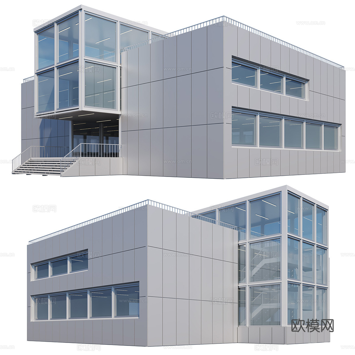 现代极简办公楼 写字楼 建筑外观3d模型