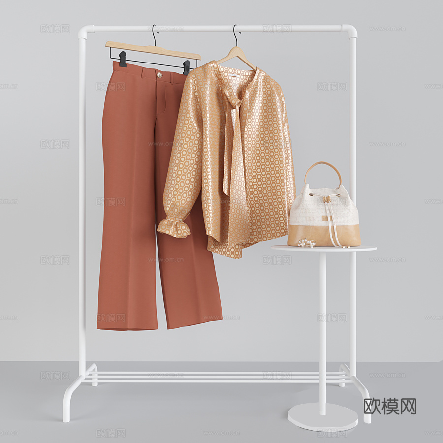 现代女装衣帽架服饰su模型下载