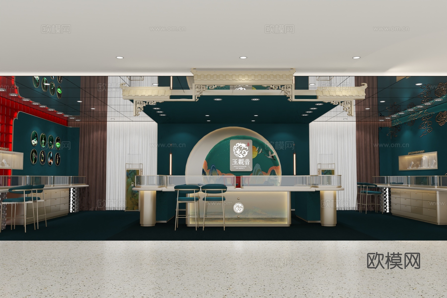 现代珠宝店_玉观音_珠宝柜台3D模型3d模型