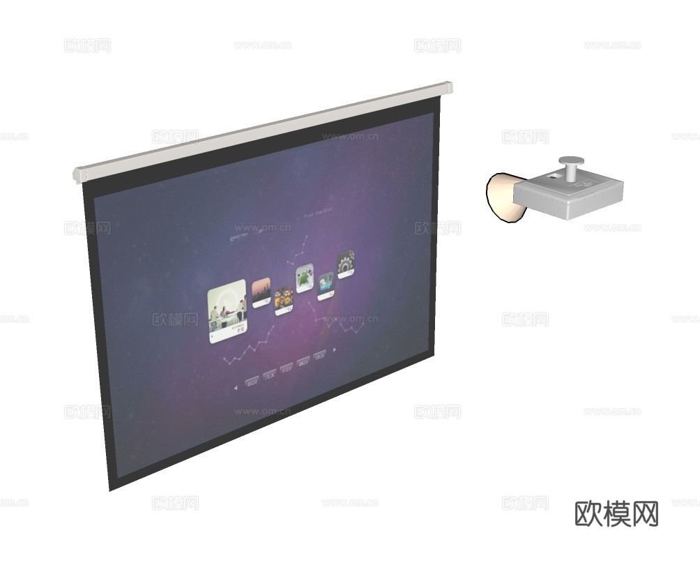 现代投影幕布投影仪su模型下载