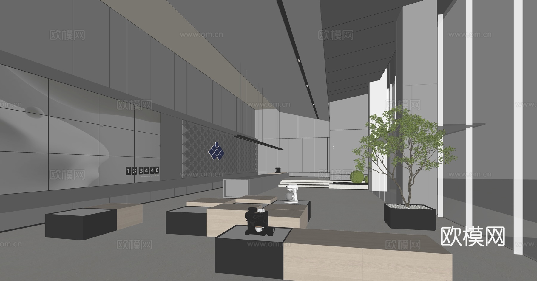 现代公司大堂su模型下载