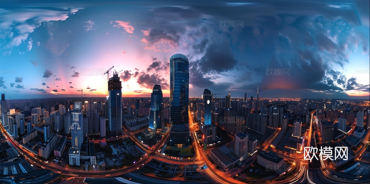 现代城市夜晚全景贴图