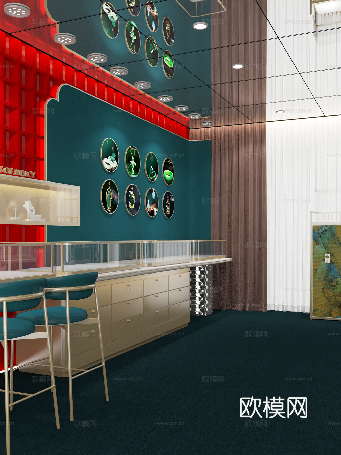 现代珠宝店_玉观音_珠宝柜台3D模型3d模型