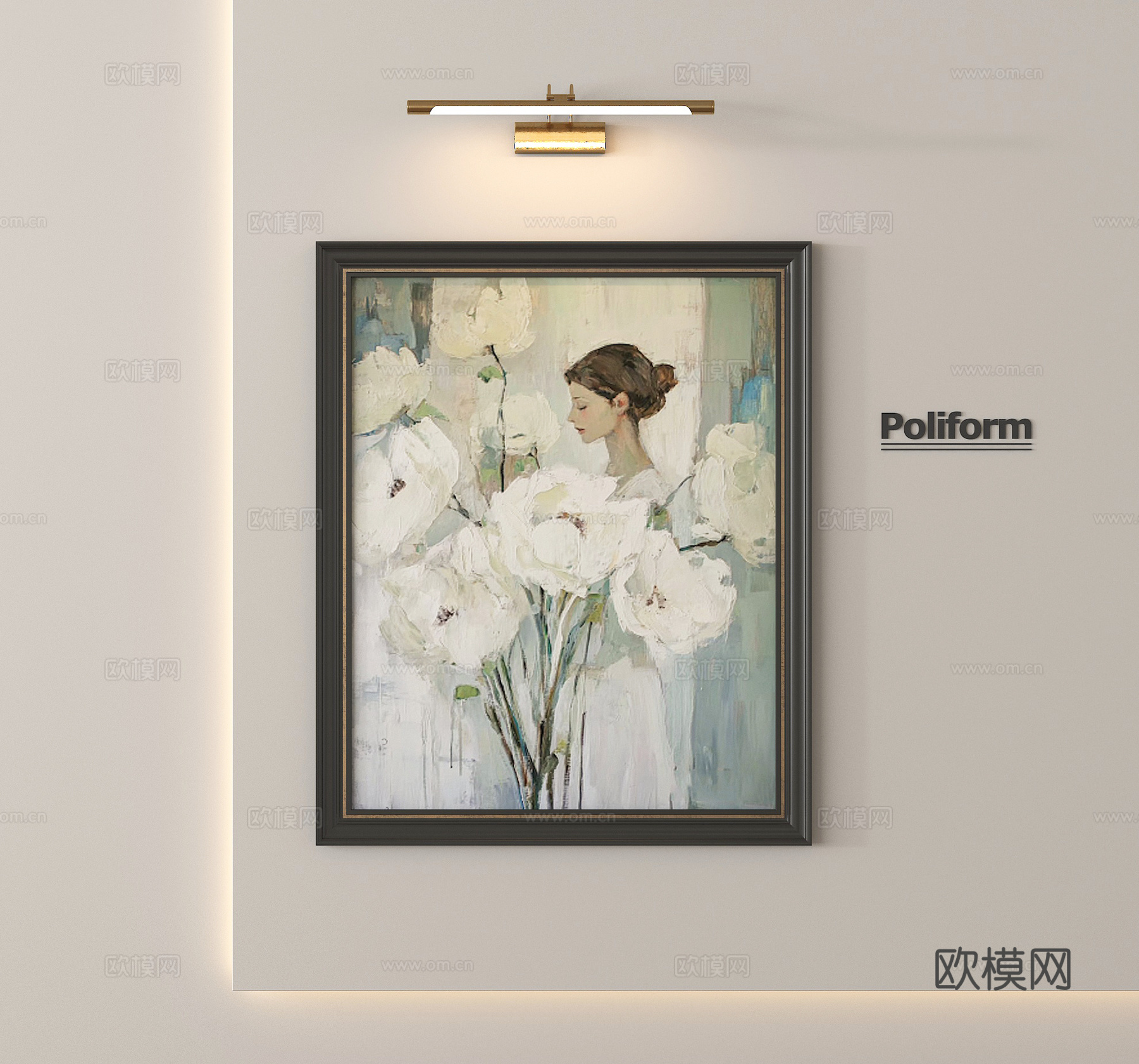 法式挂画 装饰画 人物油画su模型