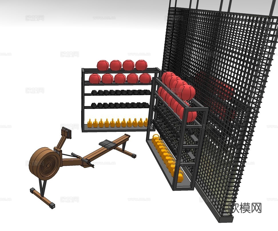 现代健身器材su模型下载