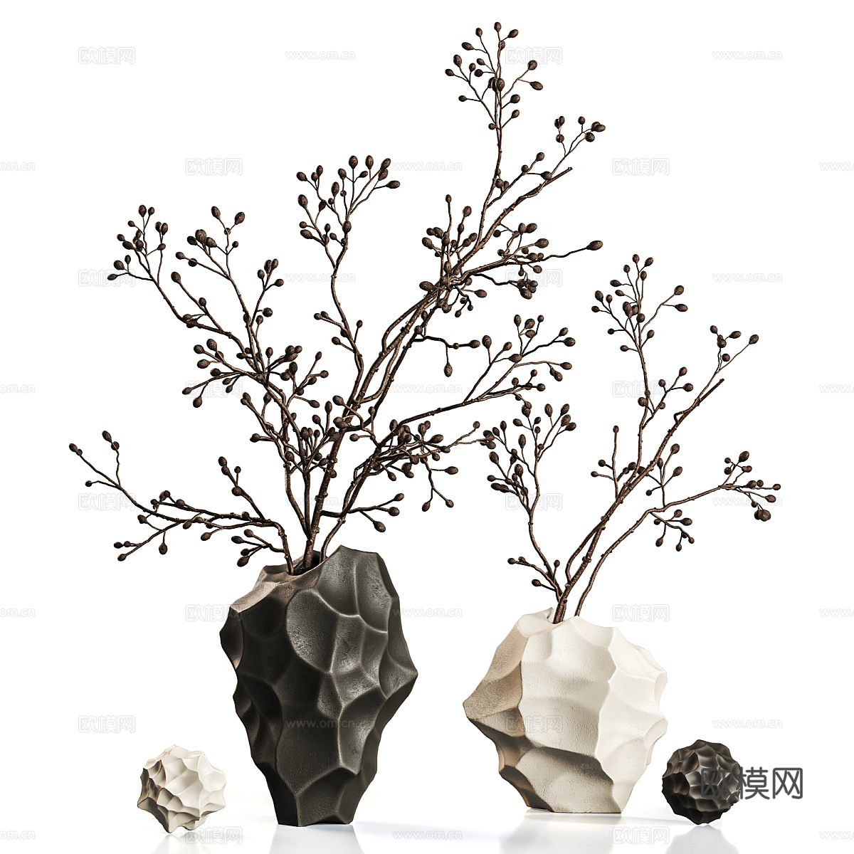 新中式侘寂花瓶花艺3d模型