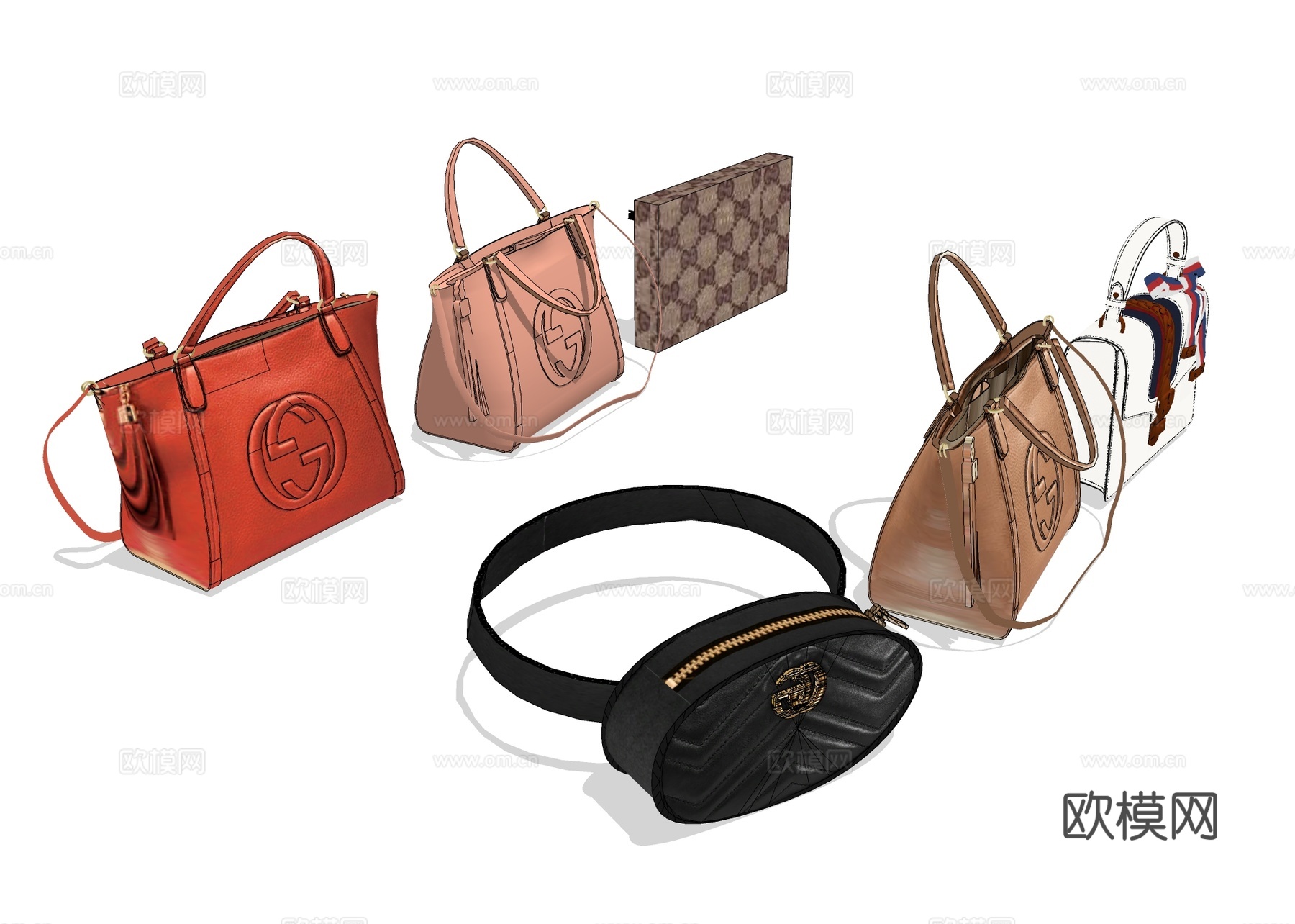 古驰手提包 Gucci女包su模型下载