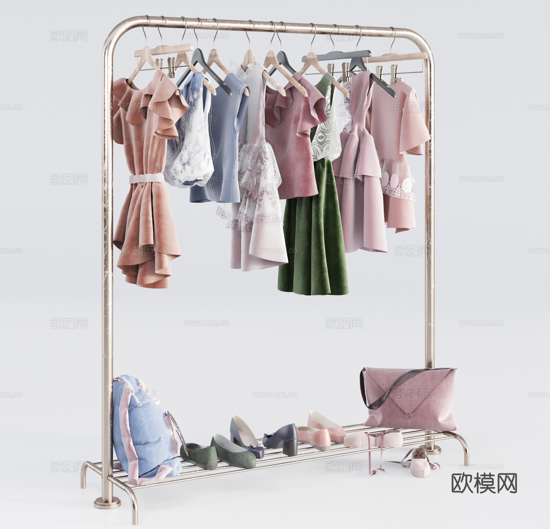 现代衣架鞋包女装服饰su模型下载