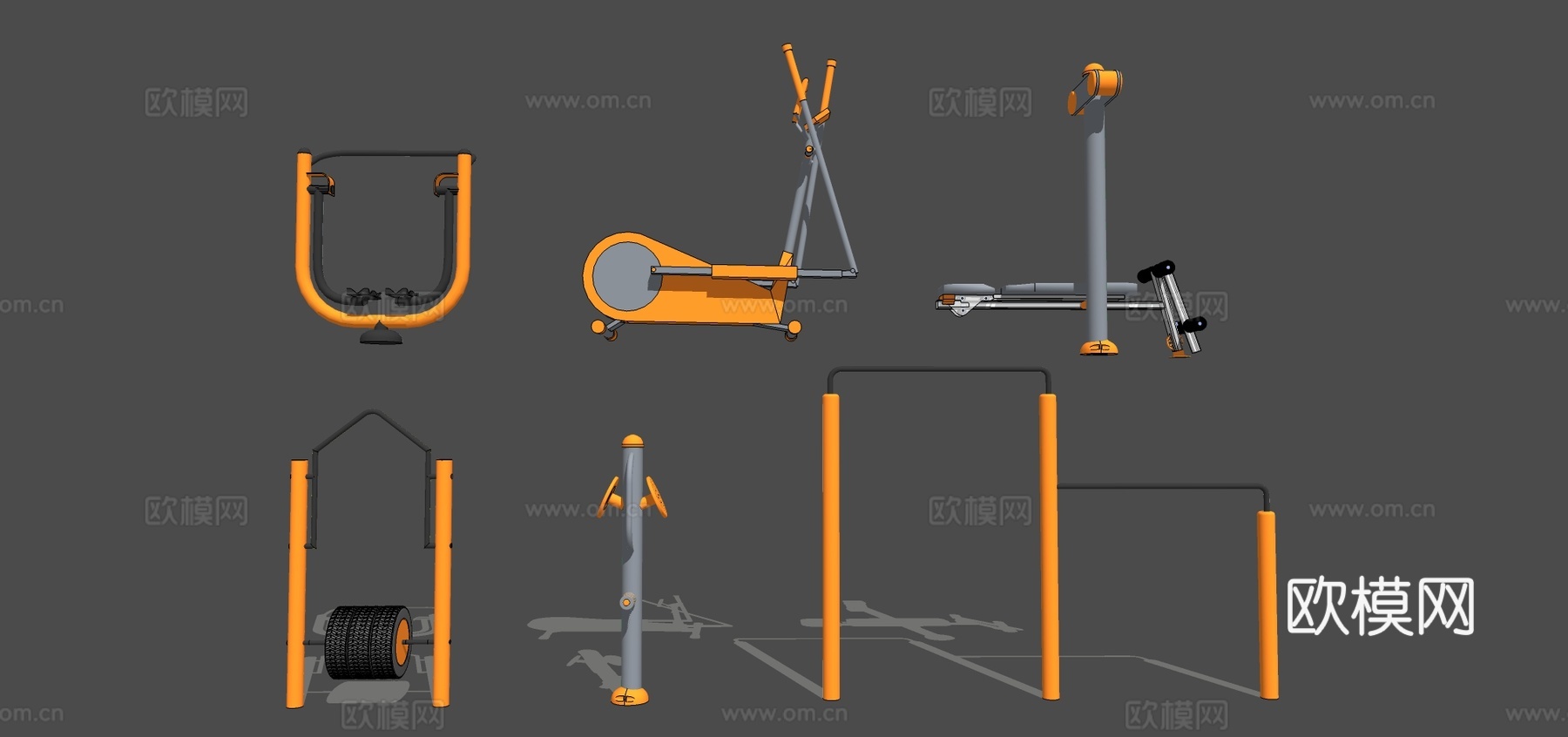 现代健身器材su模型下载
