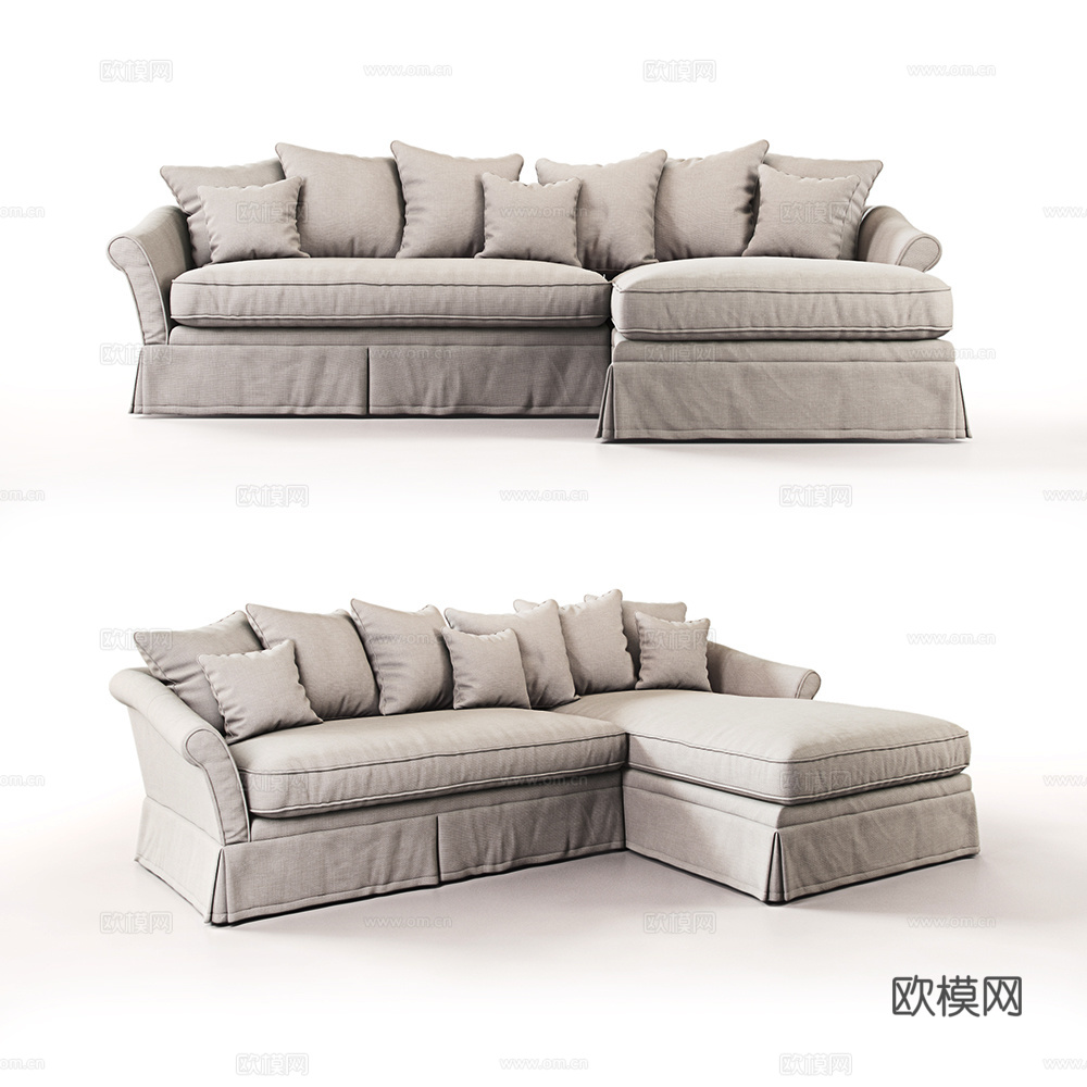 Milton品牌美式简约三人沙发3d模型