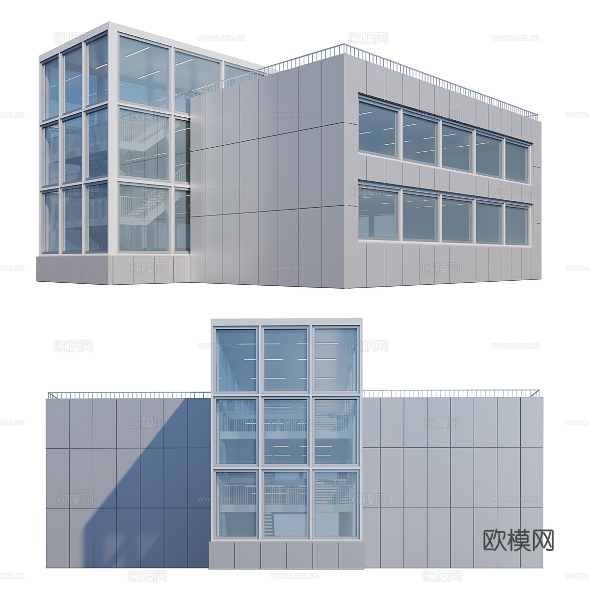 现代极简办公楼 写字楼 建筑外观3d模型